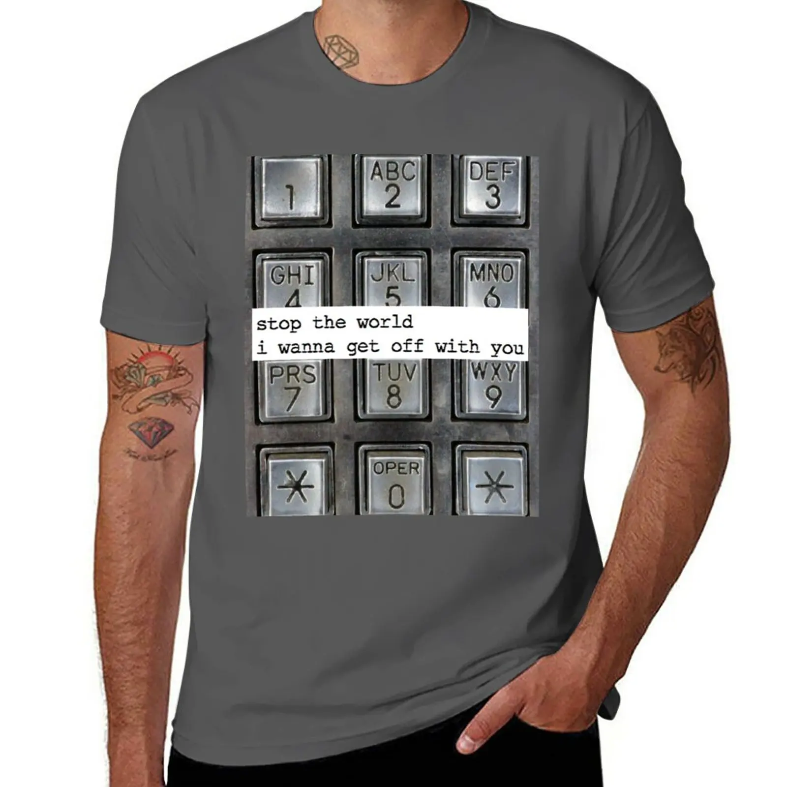 

stop the world T-Shirt plain shirts graphic tees men workout shirt
