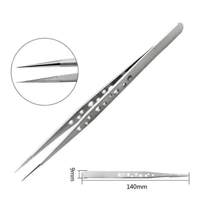 1/2Pc Professional High Precision Stainless Steel Tweezers Curved Straight Tip Tweezer for Eyelash Extensions Eyebrow Tweezers 6