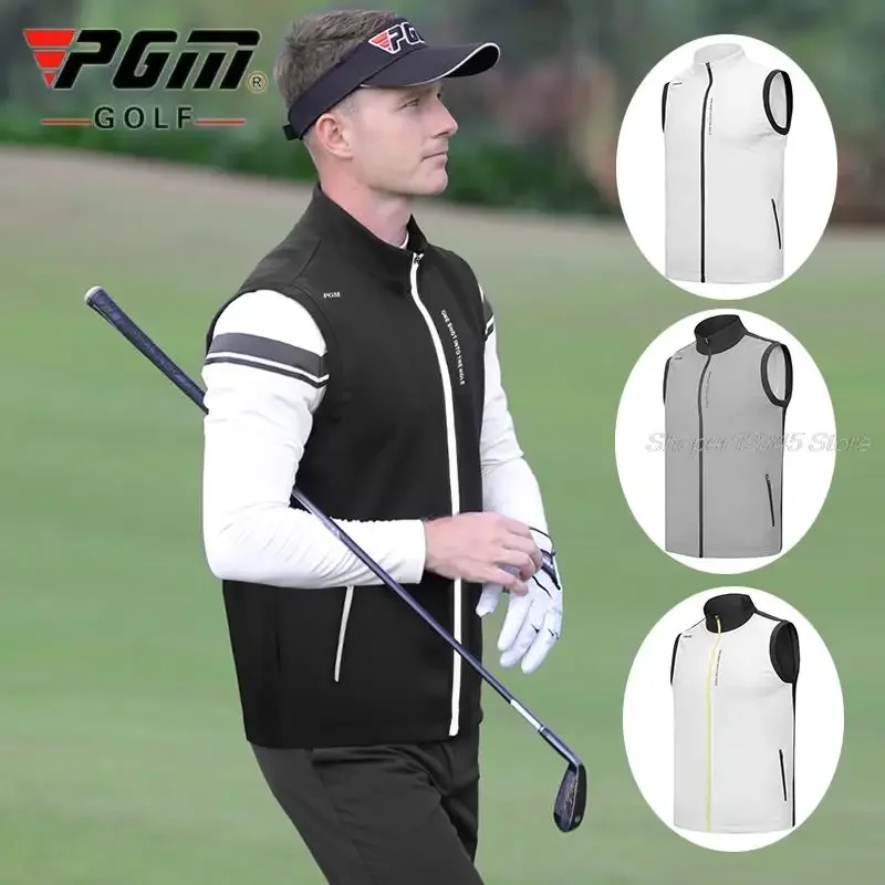 Pgm Men's Golf Vest Autumn Winter Sport Golf Apparel Sleeveless Keep Warm Jackets For Men Windproof Competition Waistcoat