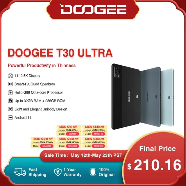 [알리익스프레스] DOOGEE T30 울트라 태블릿: 안드로이드 13 쿼드 스피커를 탑재한 강력한 성능의 태블릿
