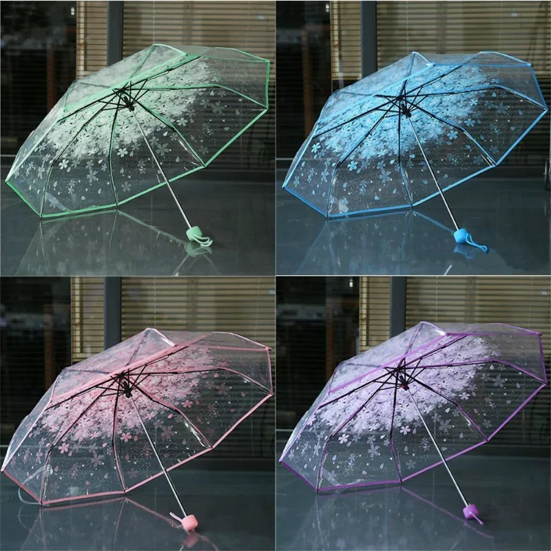 Umbrella Romantic Transparent Clear Flowers Bubble Dome Cute Designer Goth for Wind Heavy Rain Women Sun sun umbrella