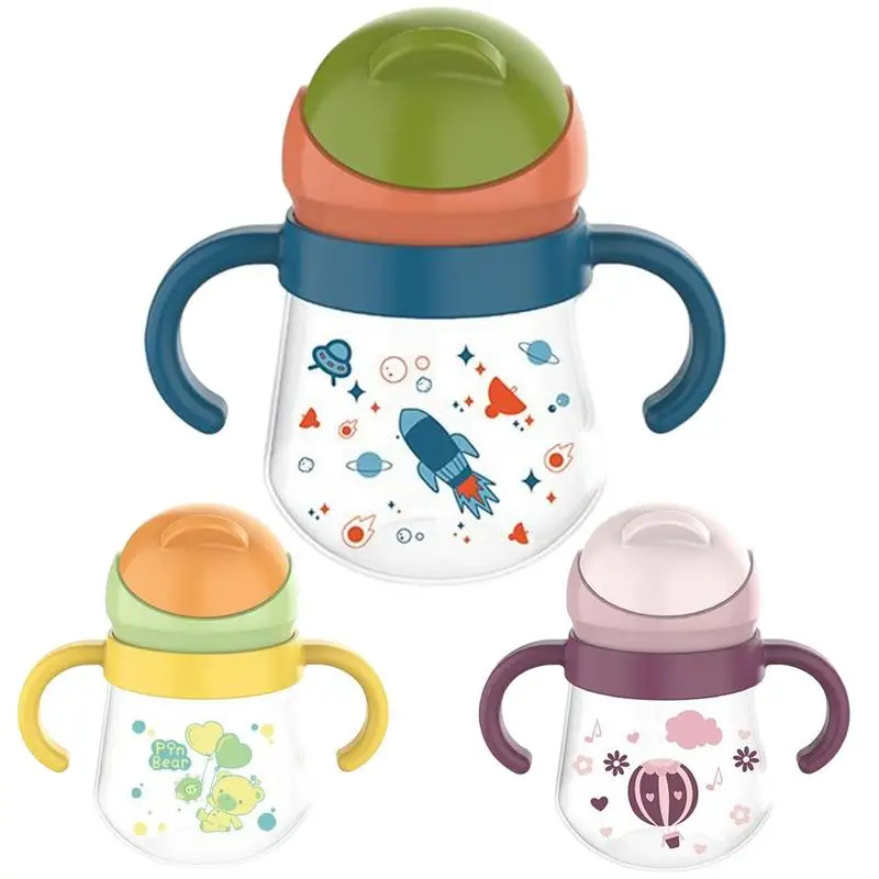 

Sippy Cup With Straw Cartoon Animal Sippy Cup With Handles Kids Feeding Straw Cup With Non Slip Handles Spill Proof Trainer Cup