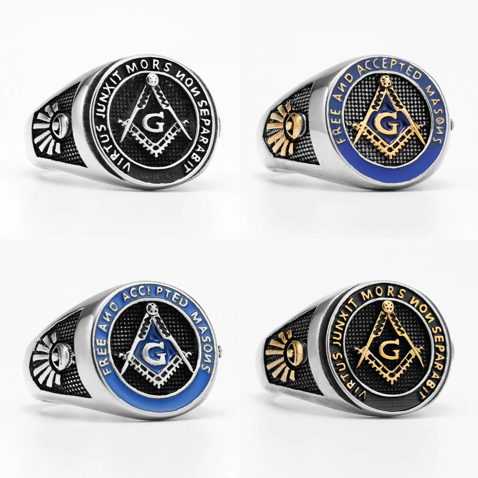 Stainless Steel Ring Stainless Steel Men Rings Masonic Freemasonry Skull Punk Rock Hip Hop Biker Male Boyfriend Jewelry Creativity Gift