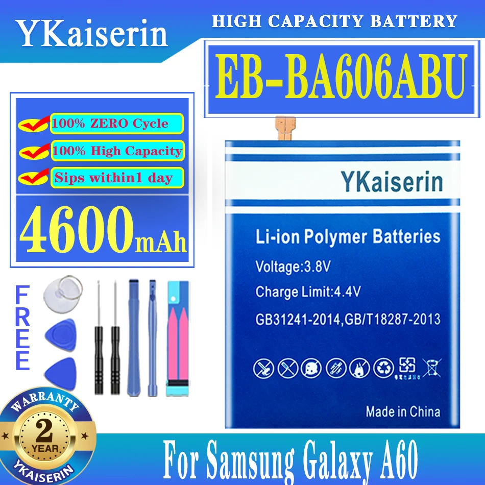 

YKaiserin EB-BA606ABU EBBA606ABU 4600mAh Battery for Samsung Galaxy A60 A 60 SM-A606F/DS SM-A6060 SM-A606F Batteries + Tools