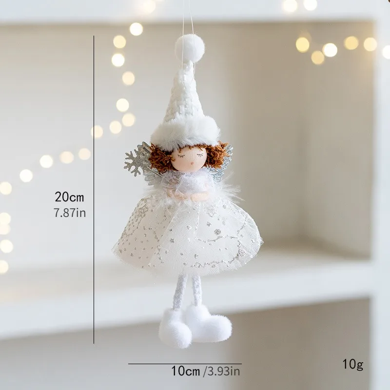 Ornamenti da appendere a forma di angelo, in peluche, per albero