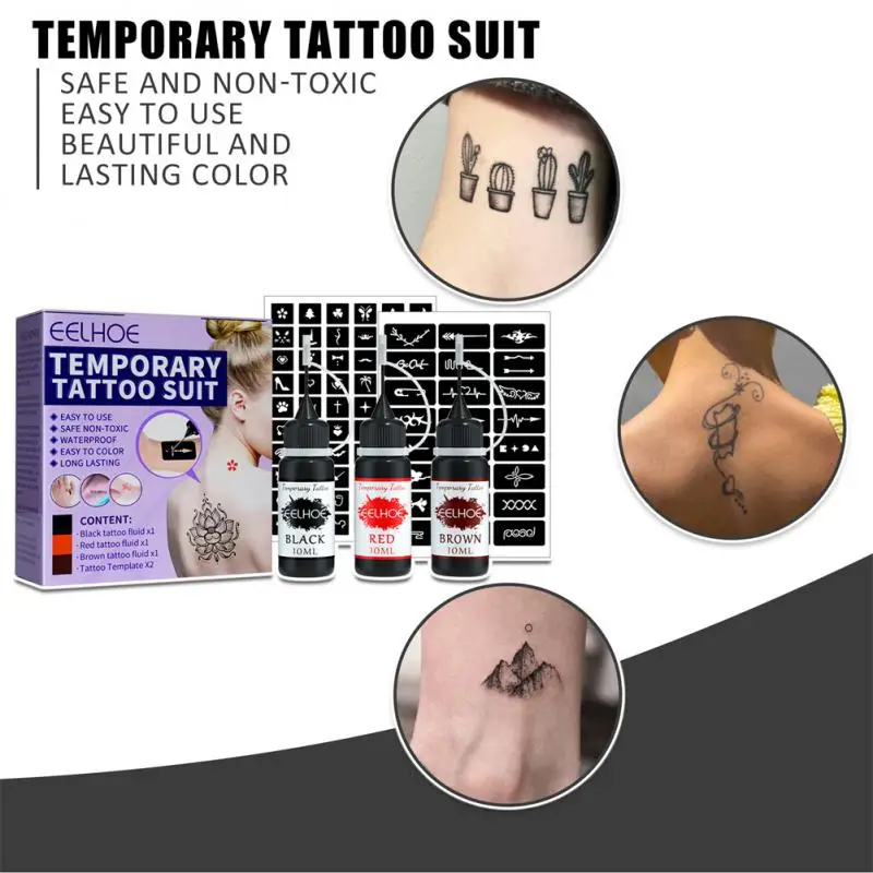 1/2/3 PCS Juice Tattoo Liquid Waterproof Sweatproof And Colorfast Temporary Tattoo Body Painting Art Painless Skeleton Patterns