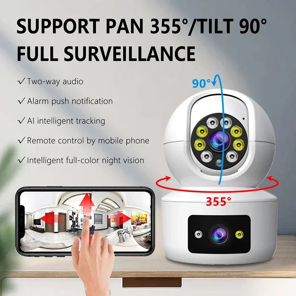 PEGATAH 4MP IP PTZ Camera Smart WIFI Camera Dual Lens Detection Slot Bullet PTZ Dome Two Way Audio Security Surveillance Camera