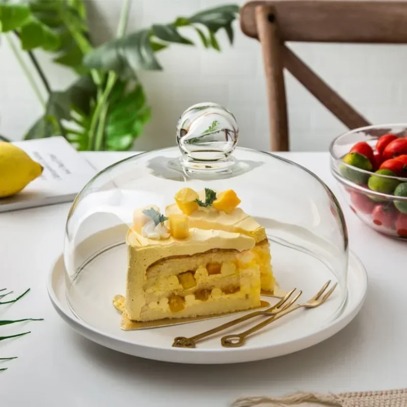 Dome Glass Cake Cover Transparent Food Tent Dessert Cake Cheese Dustproof Glass Tall Cover Table Decoration Home Kitchen Supply glass cake cover