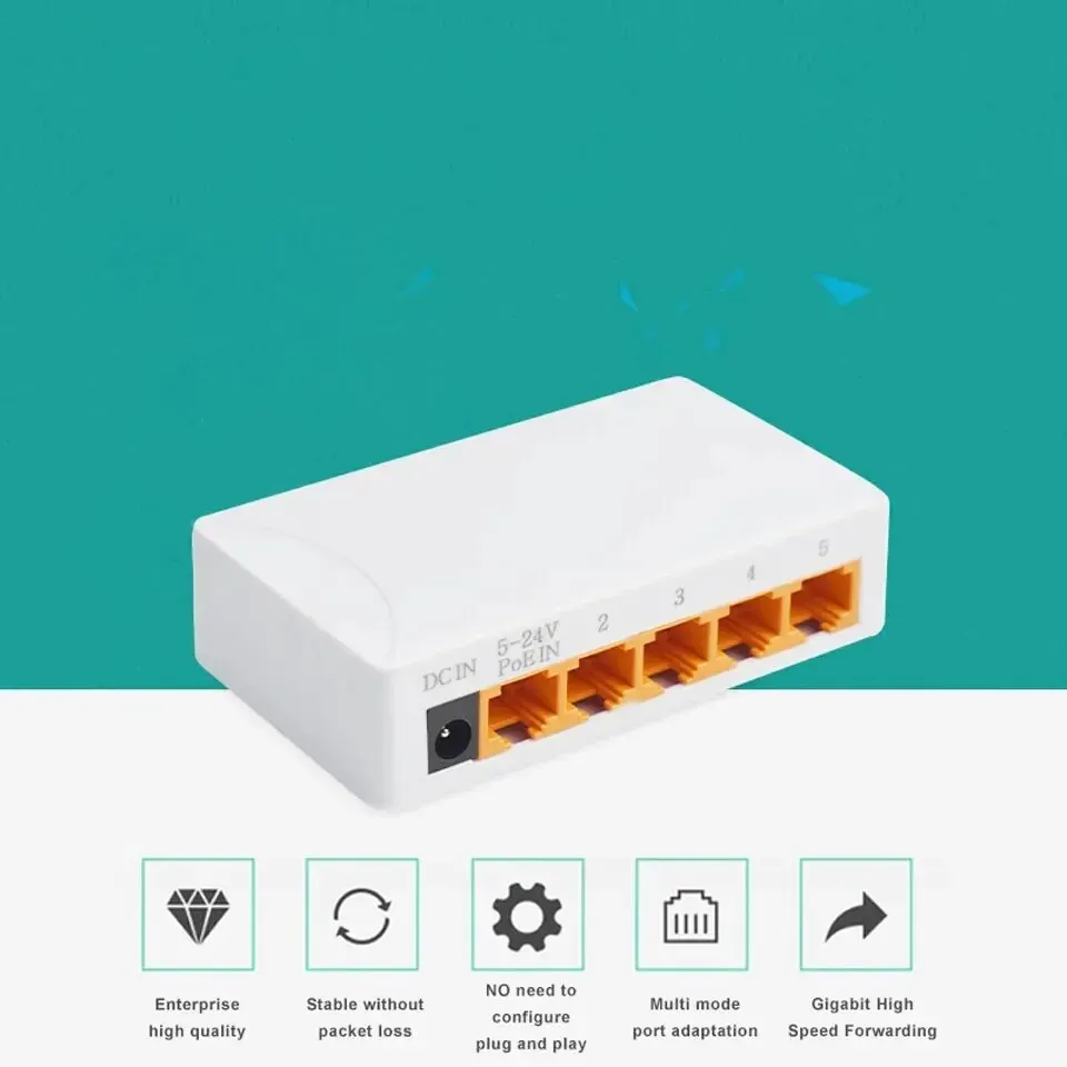 Network switch 5 Ports 1000Mbps Ethernet 100Mbps high speed mini fast gigabit internet splitter desktop RJ45