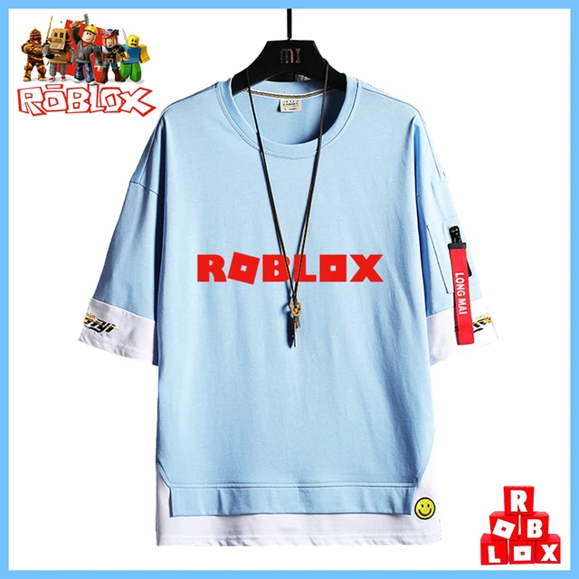 Cartoon Game Anime Peripheral ROBLOX Virtual World Short-sleeved T-shirt  Men's Trend Splicing Loose Half-sleeved Clothes - AliExpress