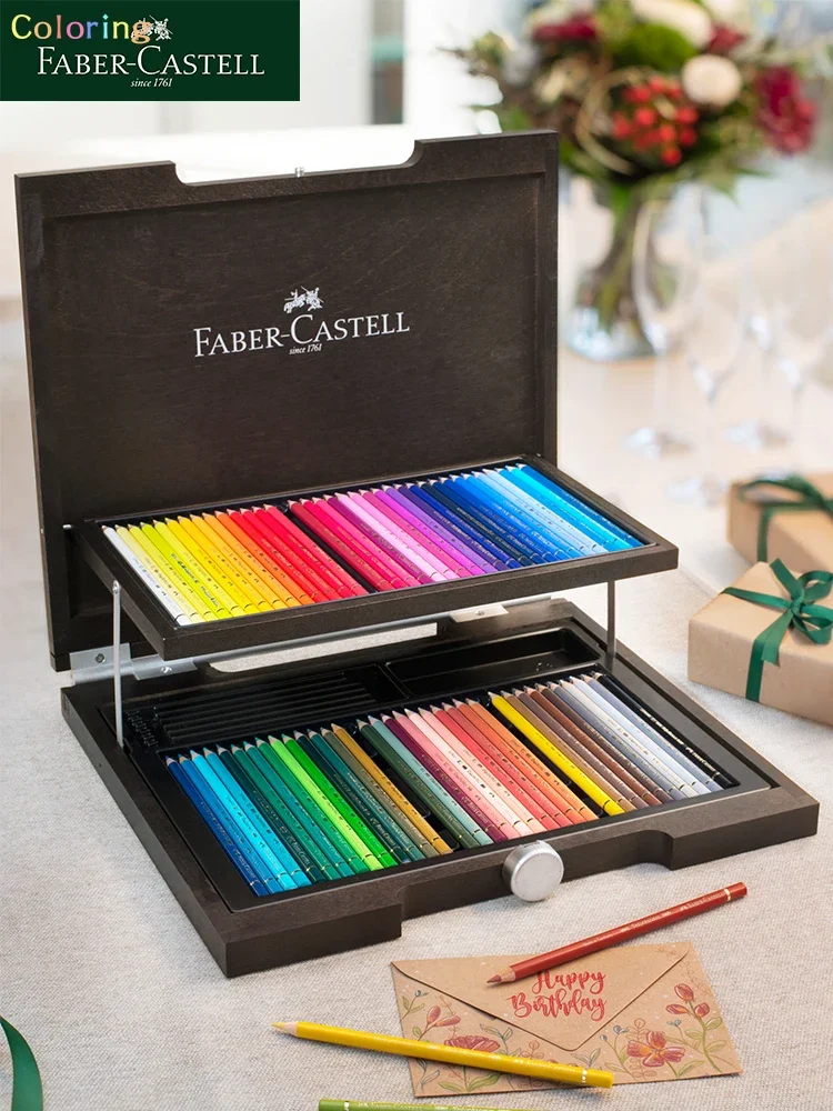 Faber-Castell 다색 120 연필 나무 상자 세트, 120 Albrecht Durer 아티스트 수채화 연필, 쉽게 혼합 및 혼합
