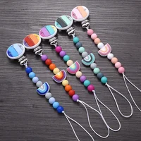 BPA Free Cartoon Silicone Baby Nipple Holder Clip Infant Teether Beads Pacifier Chain Nursing Chew Toys Gifts Soother Chain 2
