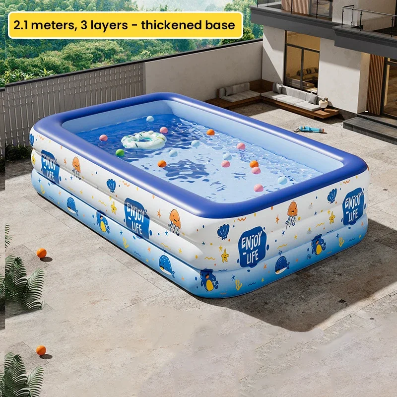 בריכת שחייה נפחית 3/2/1.5M בריכות משפחתיות גדולות לילדים בריכה נשלפת לתינוקות בית חוץ מבוגרים ילדים משחקים חוץ