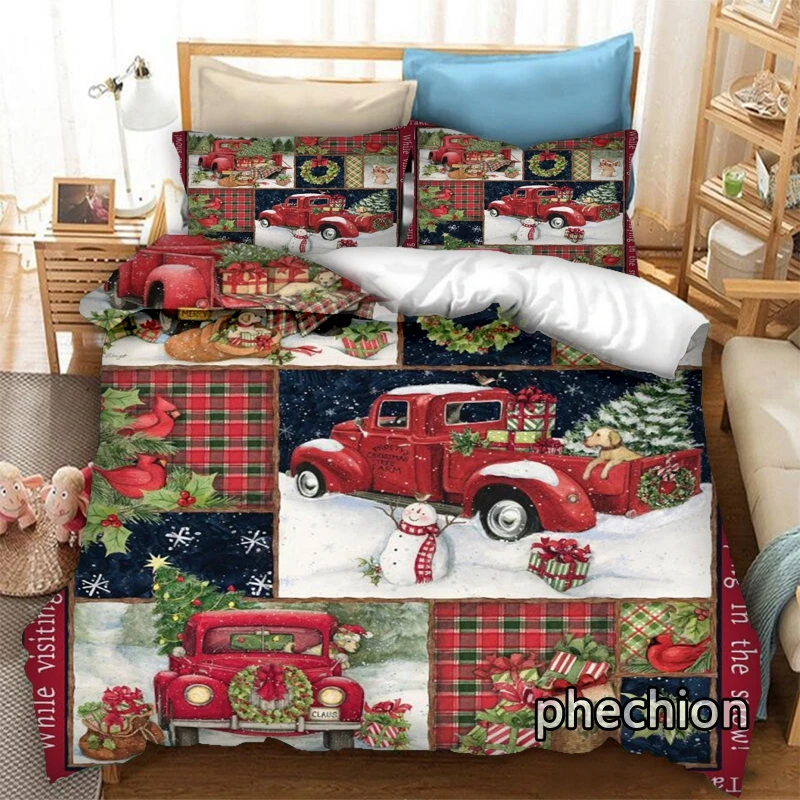 

phechion Pickup Truck Christmas 3D Print Bedding Set Duvet Covers Pillowcases One Piece Comforter Bedding Sets Bedclothes K370