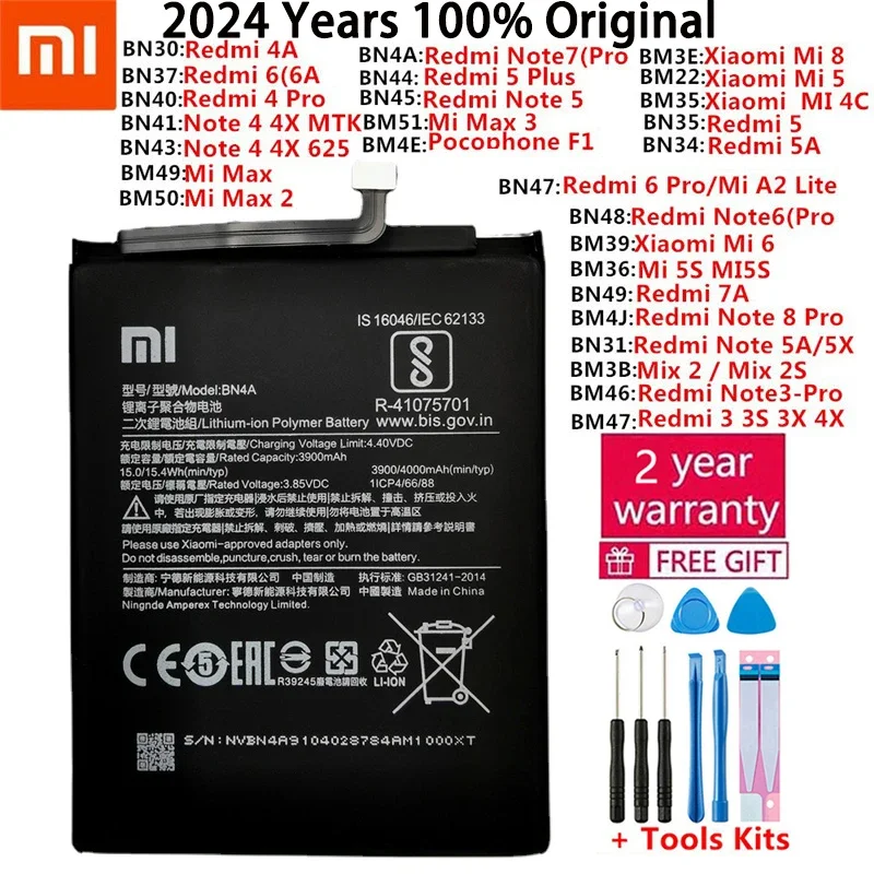 

Original Battery For Xiaomi Mi Redmi Note Mix Max 2 3 3S 3X 4 4X 4A 5 5A 5S 5X M5 6 6A Mi6X 7 8 8 8T 9 Pro Plus Lite batteries