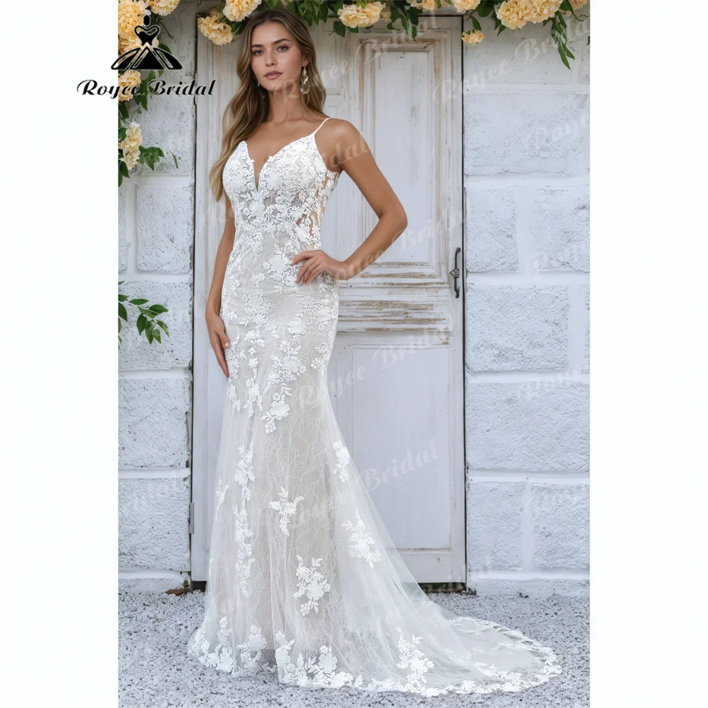 Precioso vestido de novia personalizado con Apliques de encaje de