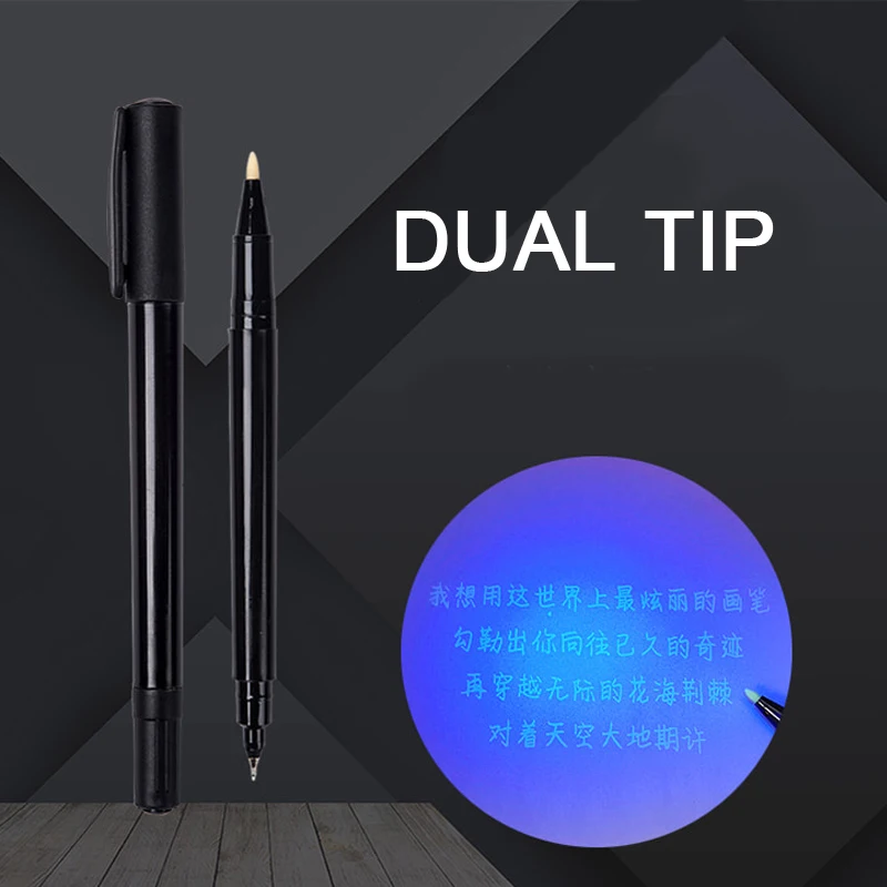 Invisible ink pen 1pcs Invisible Fluorescent Pen UV Light Markers Pen Dual Tip 0.5mm/1.0mm Hidden Ink Invisible Children Spy Game