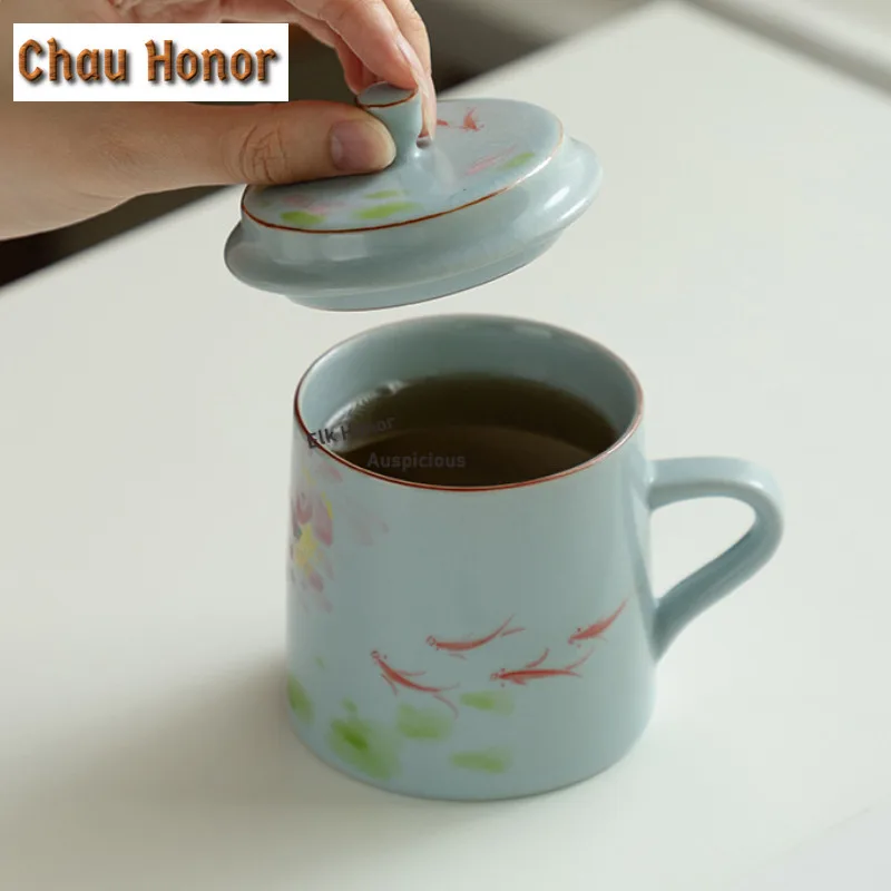 310ml Hand-painting Anipet Koi Ru Kiln Coffee Mug Retro Milk Cup Afternoon Tea Mug Personal Office Water Cup Drinkware Gifts