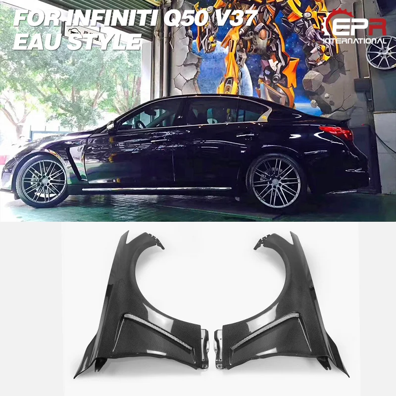 For Infiniti Q50 V37 Eau Style Carbon Fiber Front Vented Fender Pair
