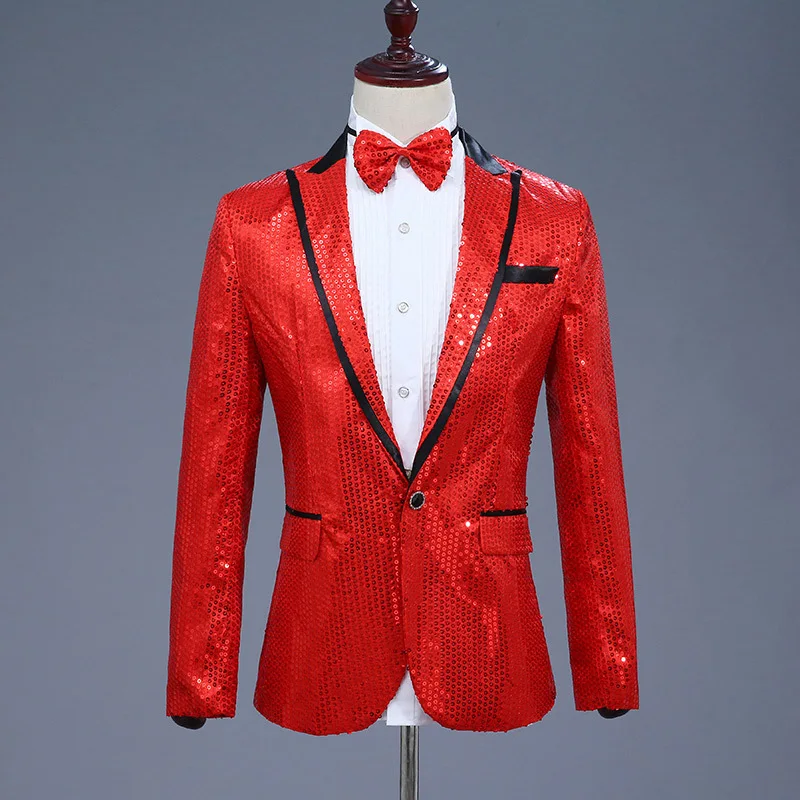 Sequins Men's Suit Jacket Performance Clothes Nightclub Singer Host Suitmen Suit