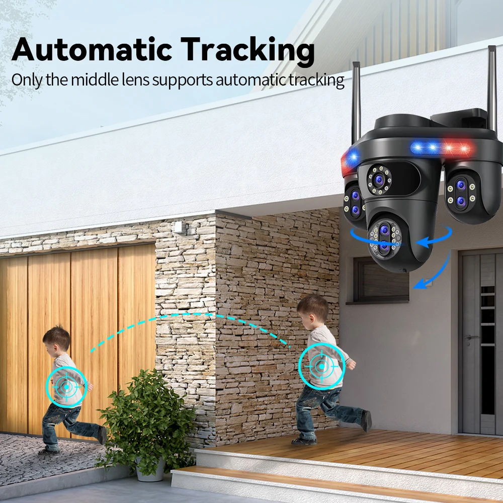 DIFANG 4 Screens 7 Lens 35MP WiFi IP Camera 10X Zoom Outdoor 360° Three PTZ Security Cam Auto Tracking CCTV Surveillance Camera 5