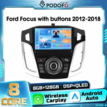 Reproductor Multimedia para Automóvil Android 2din con Voz AI de Podofo para Ford Focus 2012-2018, Carplay, Autoradio, Navegación GPS, Android Auto, WIFI, DSP, Receptor FM, RDS 1
