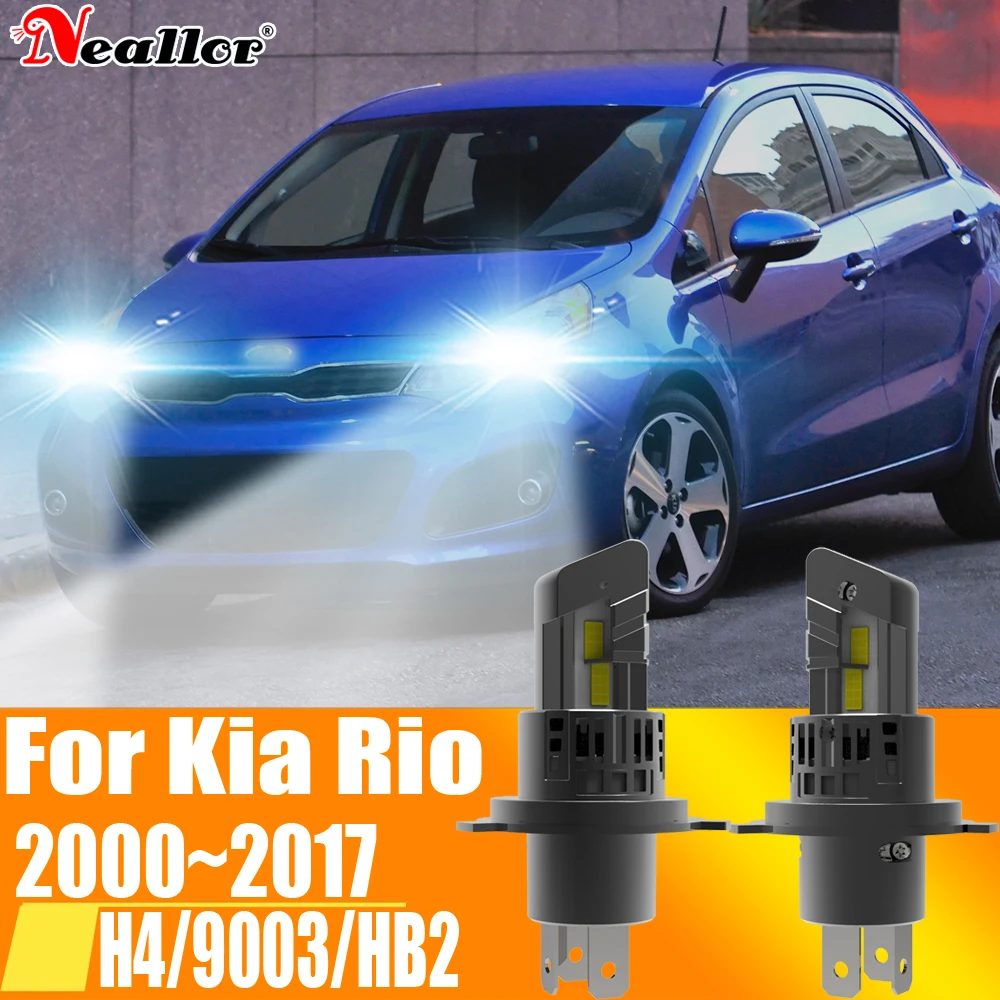 2x H4 HB2 9003 Led Headlight Canbus No Error Car Bulb High Power White Fog Light Turbo Diode Lamp 12v 55w Kia Rio 2000~