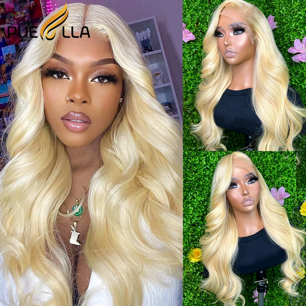 

Honey Blonde Colored Bod Wave 13x4 Human Hair Lace Front Wig Glueless HD 613 Straight Closure Frontal Wigs For Women Preplucked