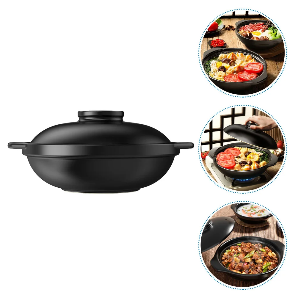 

Ceramic Casserole Dish Lid Porcelain Clay Pot Cooking Black Korean Bowl Stockpot Donabe Pot Stew Pot