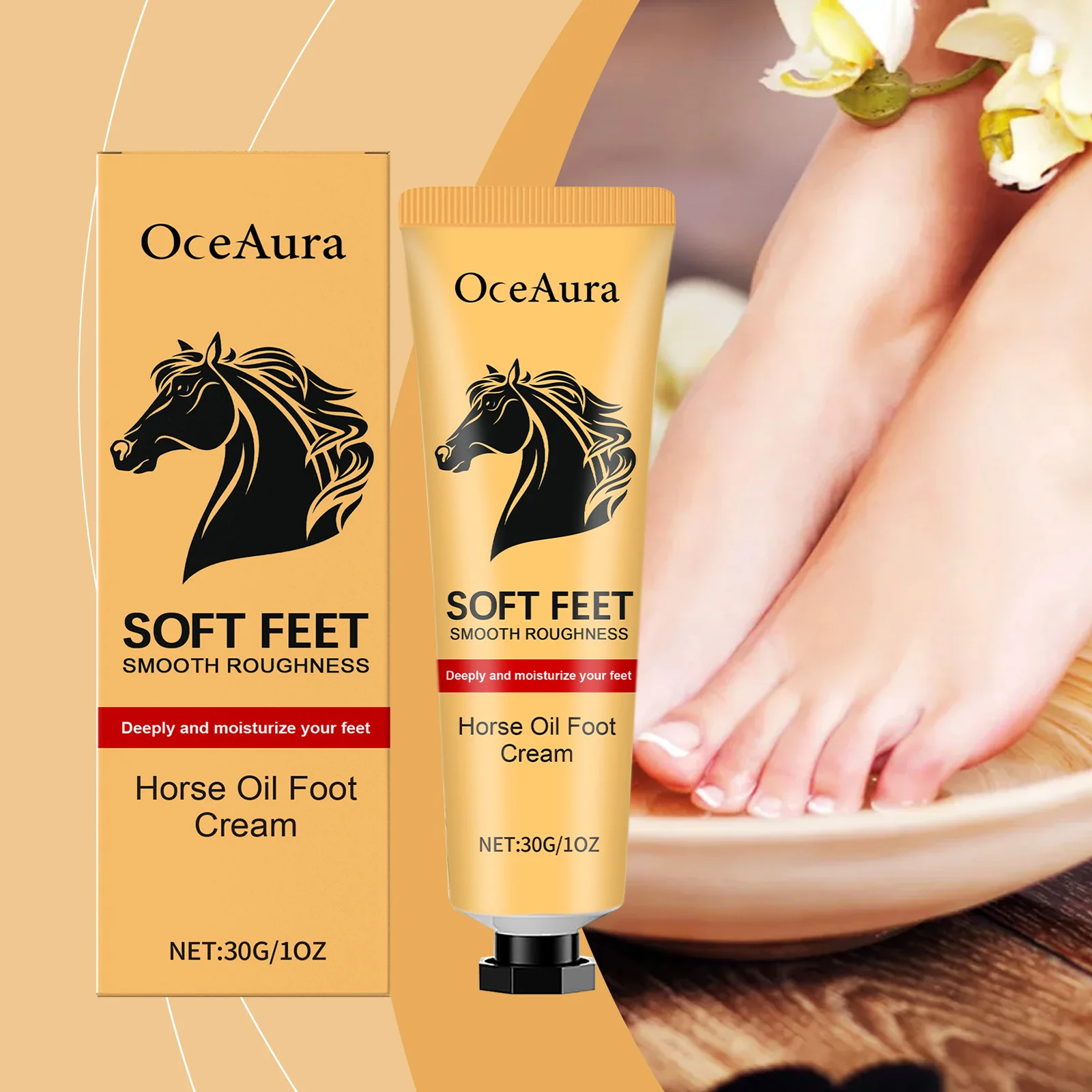 Horse Oil Anti Crack Foot Cream Repair Chapping Heel Callus Removal Exfoliation Nourish Smooth Anti-Drying Hand Feet Skin Care