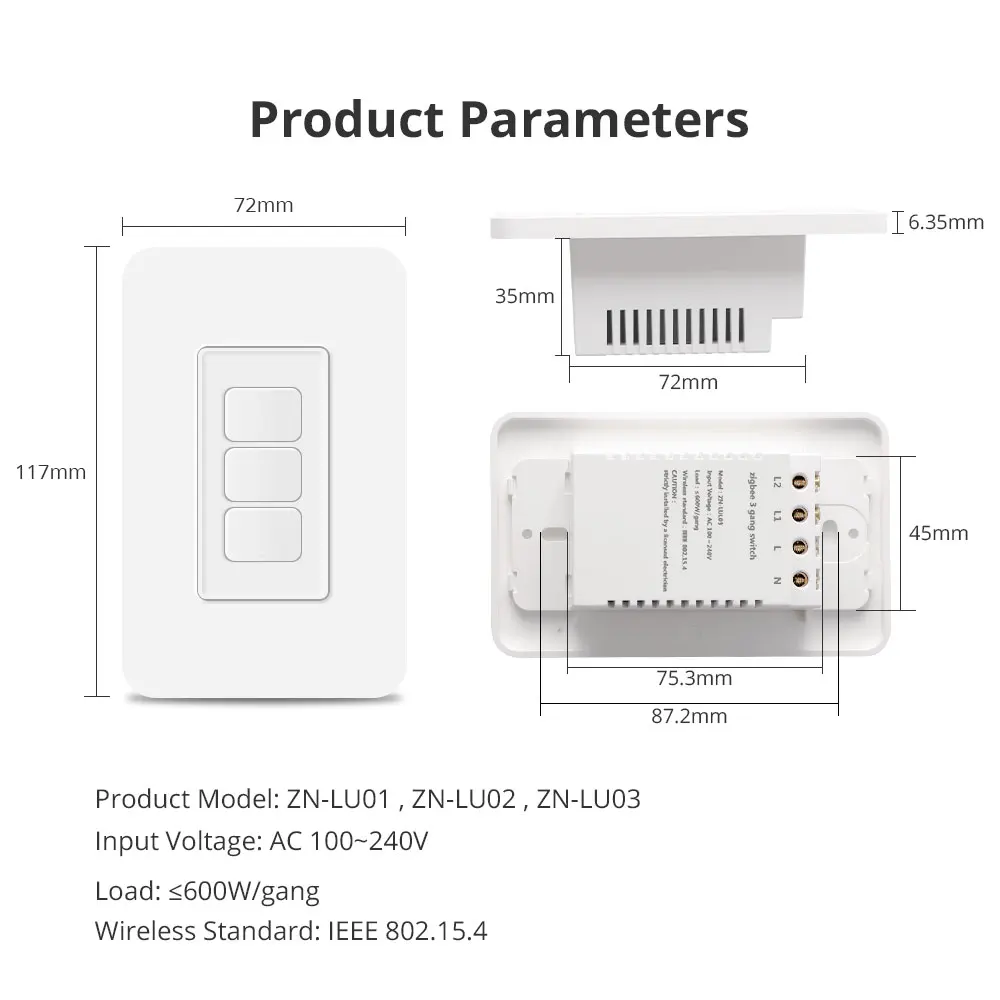 Zemismart Tuya Zigbee 4 Gangs Smart Wall Light Switch Neutral Required Push  Button Interrupter Alexa Google Home Voice Control Pre-sale