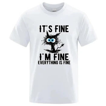 T-shirt da uomo di alta qualità con stampa divertente di gatto, maglietta casual a maniche corte da uomo, top maschile