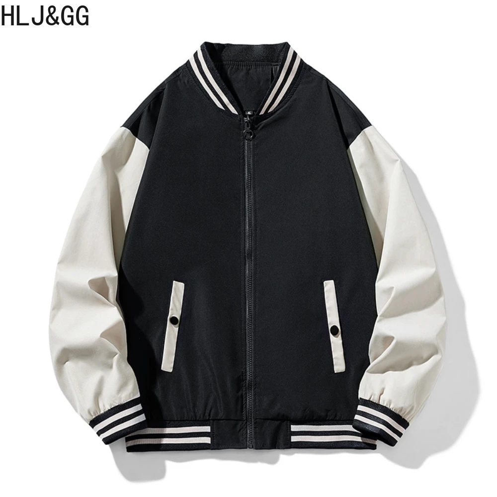 HLJ&GG Autumn Winter New Man's Bomber Jacket Classic Patchwork Jackets Coat Korean Style Fashion Stand Coller Tops Coat for Male