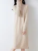 Women's Cashmere Sweater Dress, 100 Pure Wool, Long, Semi-Turtle Neck, Skirt, Loose, Autumn, Winter 2