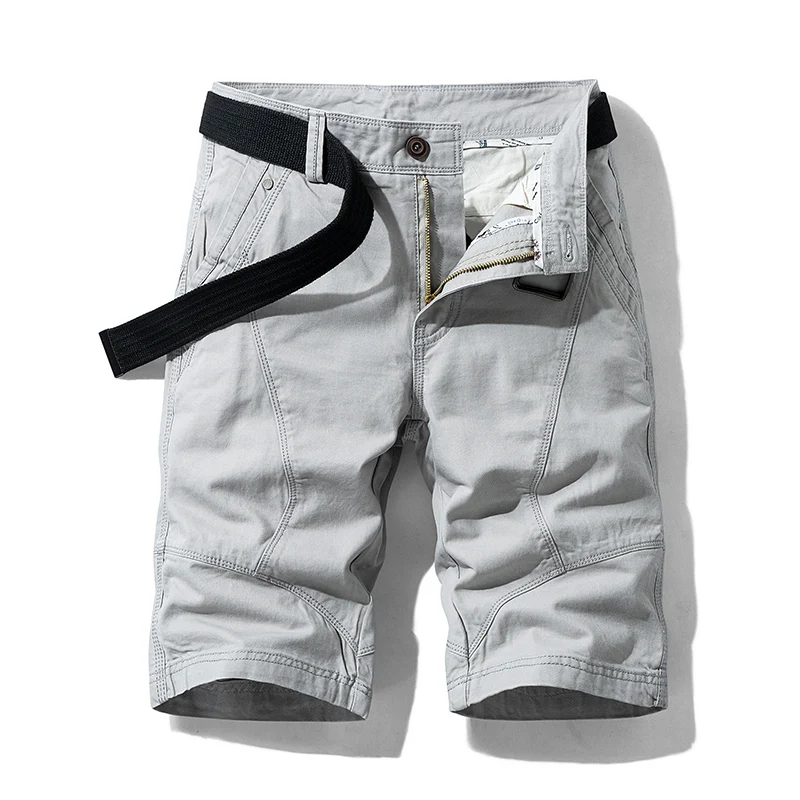 2024 New Cargo Shorts Men's Elastic Waist Mountaineering Sports Fashion Brand Loose Straight Casual All-Match Cropped Pants 3