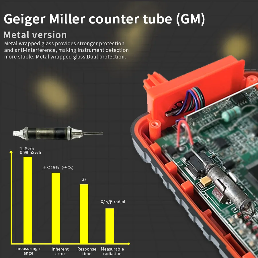 휴대용 신형 가이거 계수기 고정밀 핵 방사선 감지기 X선 베타 감마 감지기 가이거 계수기 선량계