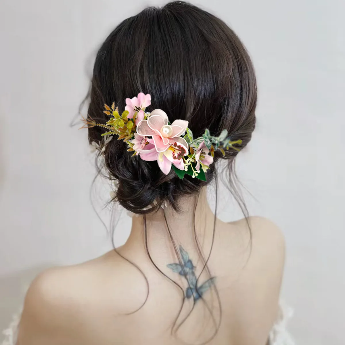 Flower Hair Comb for Bridal Elegant Updo Hair Ornaments Wedding Floral Flower Leaf Comb Brides Accessories Headwear