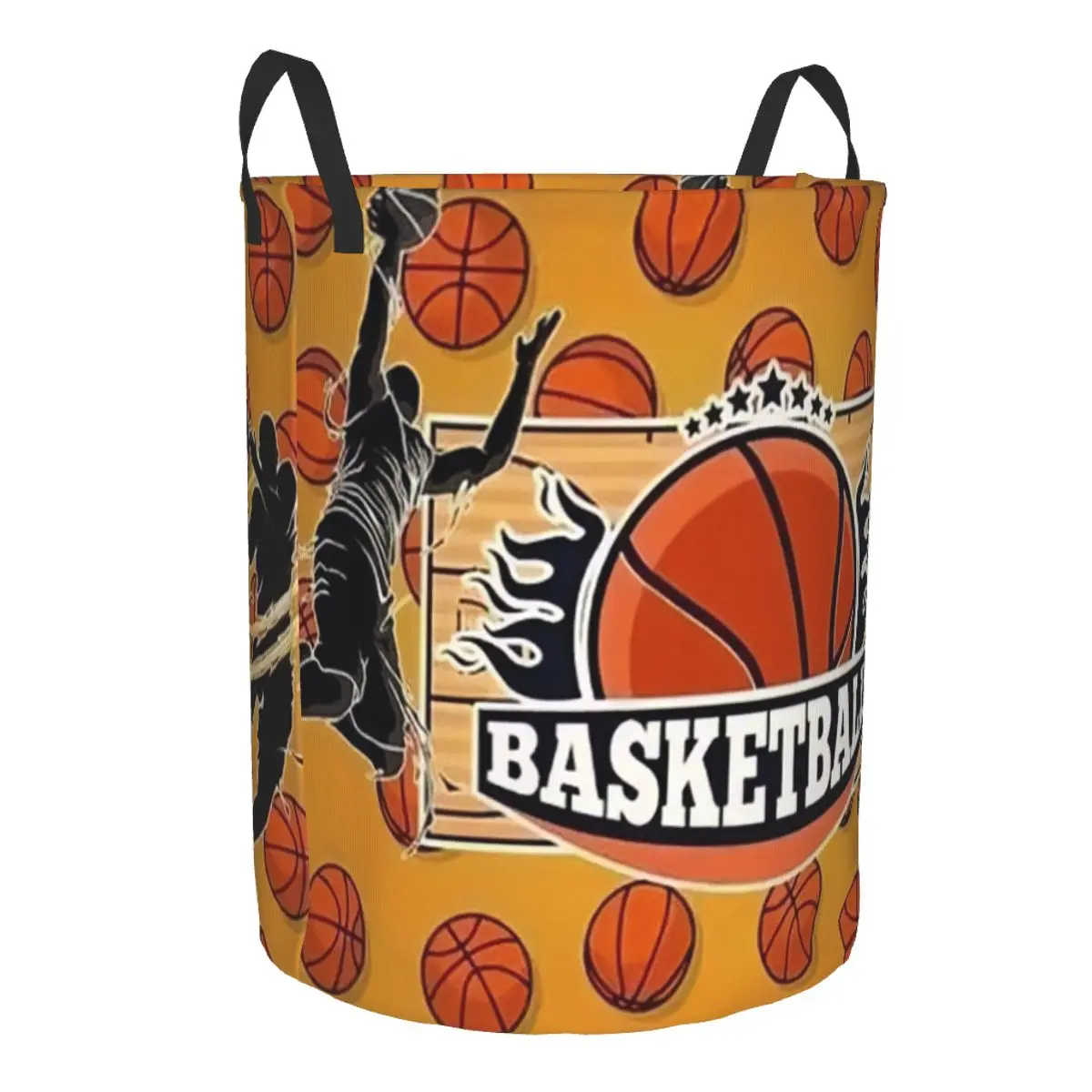 Basketball Laundry Basket Foldable Dots Round Physical culture Clothes Hamper for Nursery Kids Toys Storage Bin