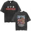 Radiohead Rock Band OK Computer Vintage Washed T-shirt Men Women Fashion Hip Hop T Shirts 100% Cotton Casual T-shirts Streetwear 3