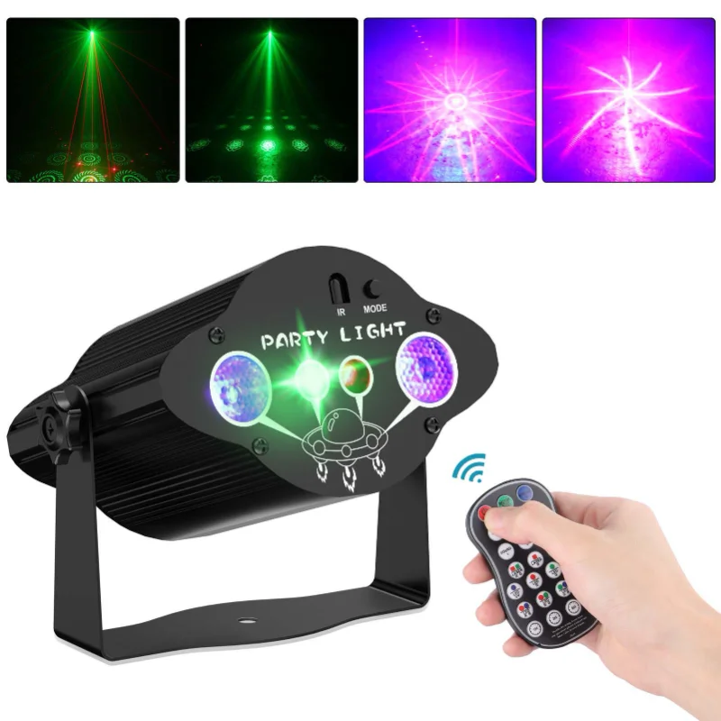 RGB UV Mini Laser Lights Christmas Home Entertainment Decoration USB Sound Control Ambient Lights LED Stage Strobe Lights mini round stage light usb operated sound activated home colorful decoration dj club car strobe lamp for party holiday