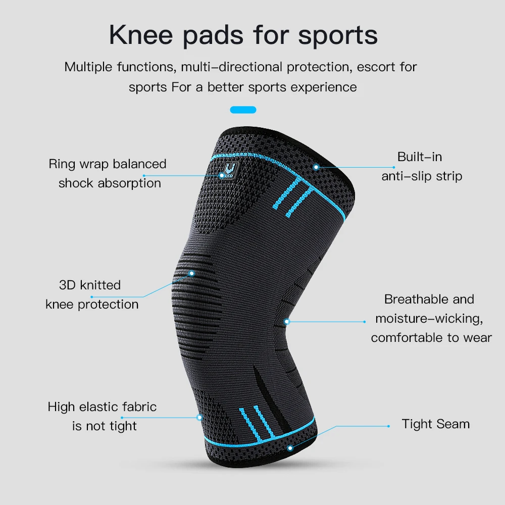 1 PC Professional Knee Support Compression Knee Sleeve Anti Slip Silicone Knee Braces for Knee Pain Meniscus Tear