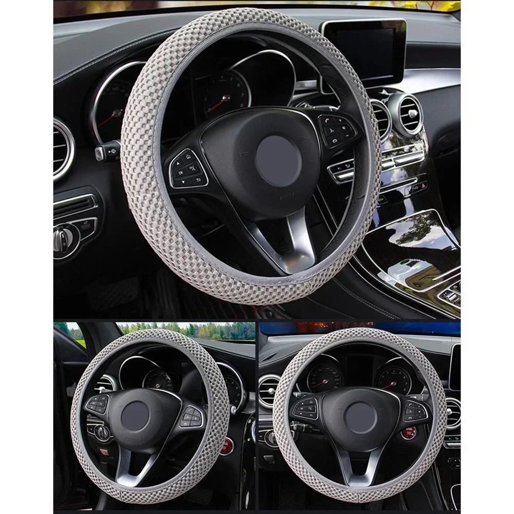 Vibrant Non-Slip Cloth Car Steering Wheel Cover - Fashionable Auto Decoration, 38CM