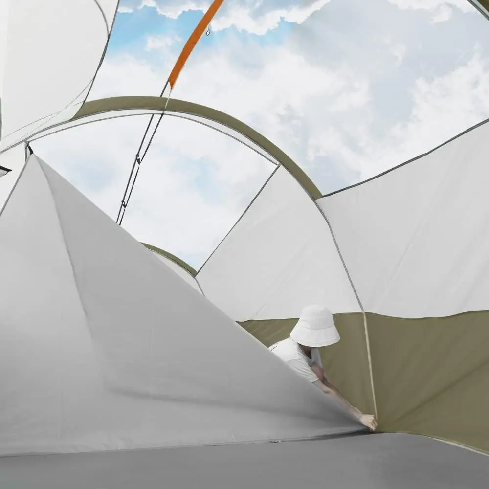 Tent 8 Person Camping Tents, Weather Resistant Family Tent, 5 Large Mesh Windows, Double Layer, Divided Curtain for S