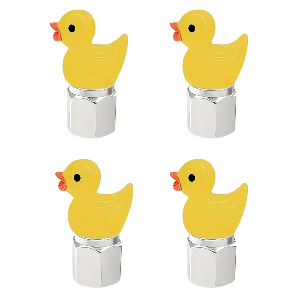 4 Pack Cute Duck Glow in The Dark Tire Valve Caps Auto Tire Valve Stem Caps Valve Covers for Cars Motorcycles and Bicycles