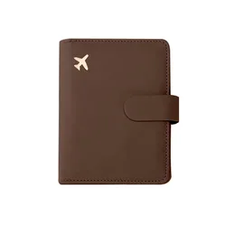 Sleek Leather Waterproof Travel Wallet with Buckle Closure (A brown)