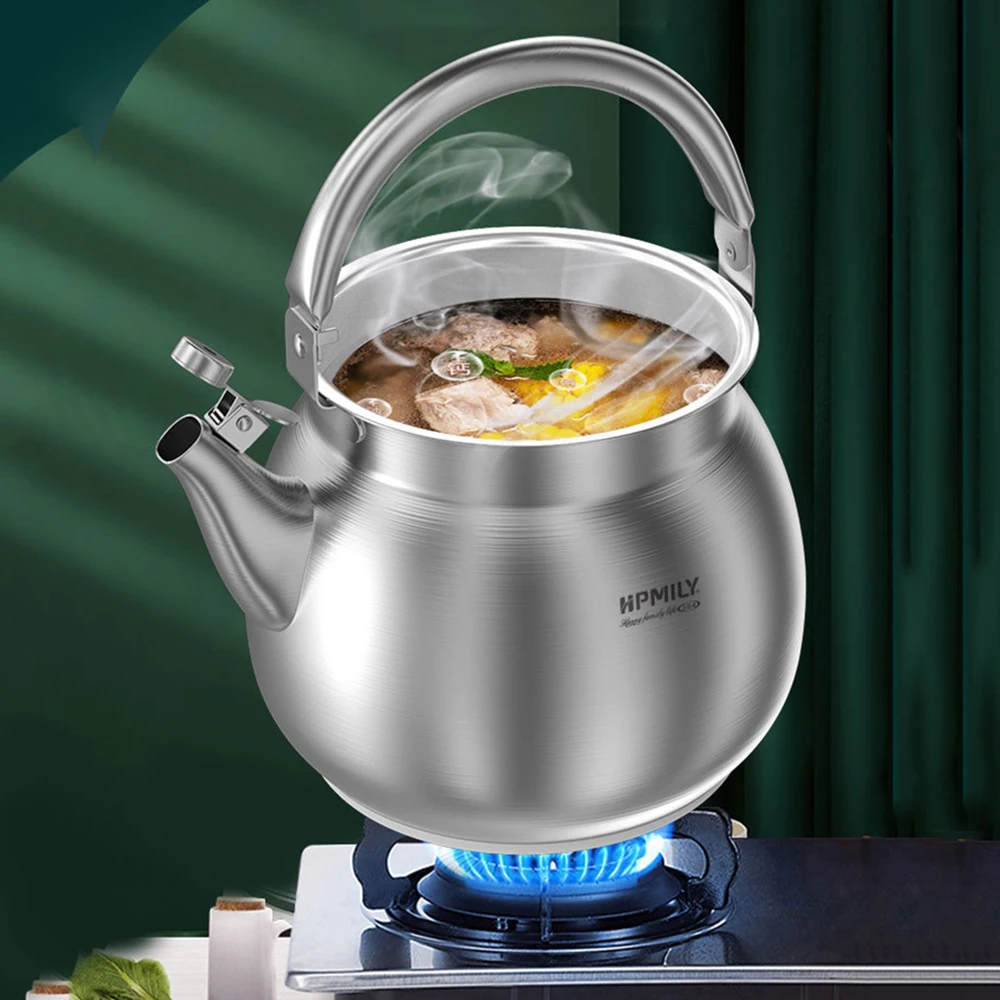 304 Stainless steel boiling water kettle, Large capacity stew soup jar , Safety whistle teakettle for induction cooker, 5.5L