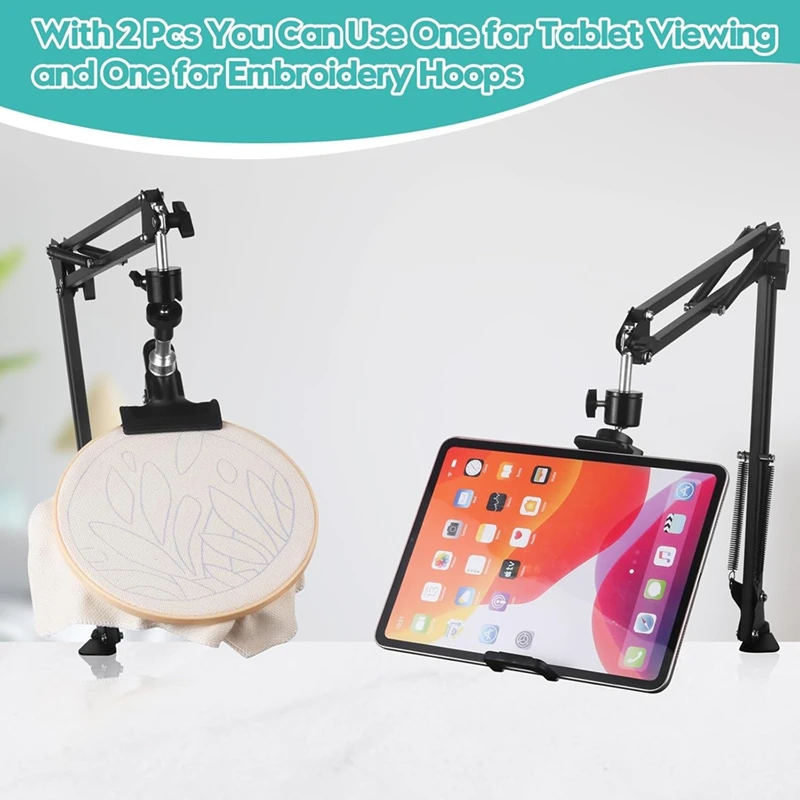 Adjustable Embroidery Hoop Holder Rotating Hoop Holder Folding Embroidery Hoop Needle Art Frame And Phone 2Pc