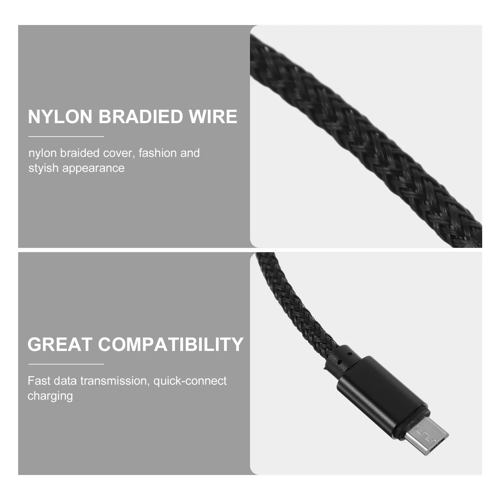 5개 20cm 데이터 라인 마이크로 USB 충전기 케이블 나일론 커버형 동기화 코드 삼성 S7과 호환 가능