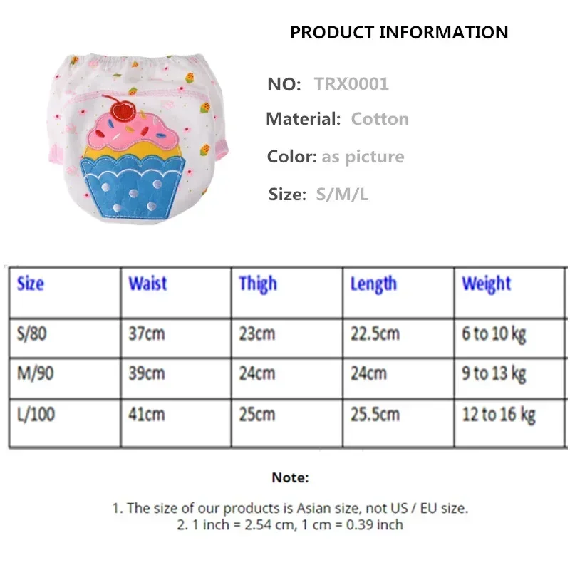 4pcs Dipers Baby Training Pants Diaper Reusable Nappy Washable Cotton Learning 13-16kg
