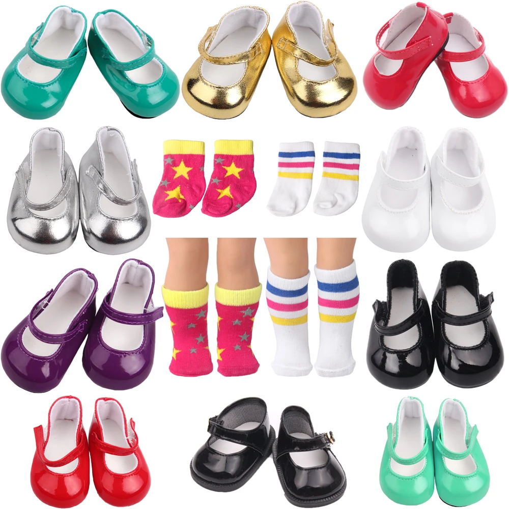 Doll Clothes Princess Dress Shoes Socks American Newborn Shoes Baby 18 Inch Girl Doll Toy Accessories Fit 43 Cm Baby Doll